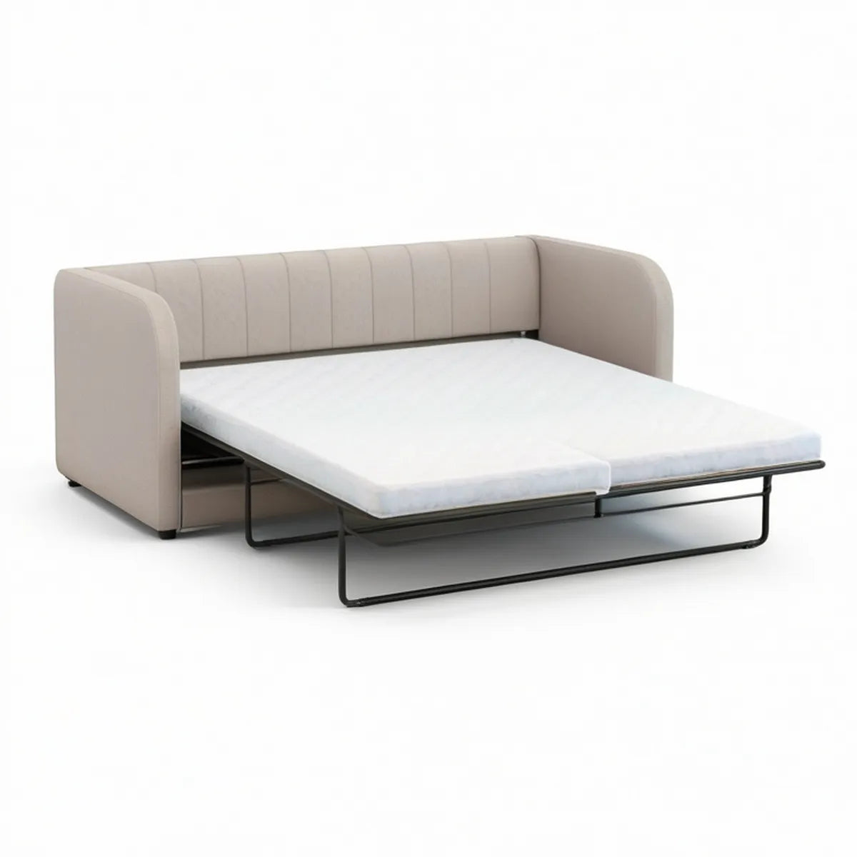 Beiges Schlafsofa mit Ausziehbett und Matratze, Liegefläche 140 x 200 cm
