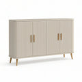 Sideboard mit 4 Türen, 160 x 40 x 85 cm, Cremefarben und Naturholz