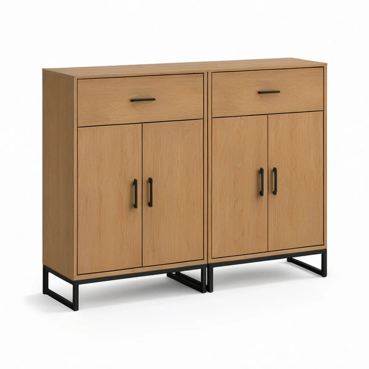 Sideboard-Set 2-teilig 160 x 40 x 90 cm Eichenoptik Natur/Schwarz