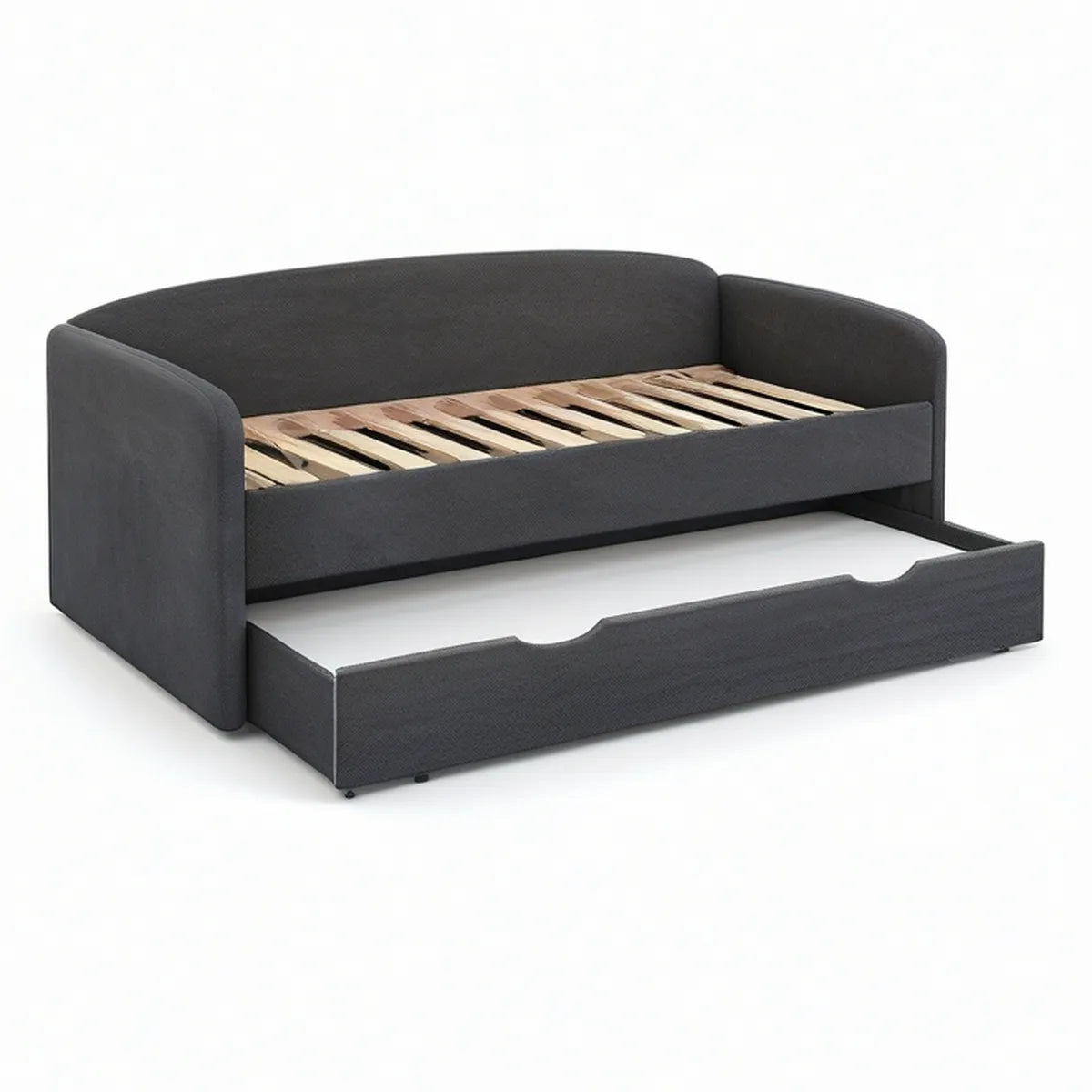Tagesbett mit Ausziehbett, Anthrazit, 215 x 102 x 85 cm, Liegeflächen 90 x 200 cm und 90 x 190 cm