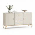 Sideboard aus MDF in Cremeweiss/Gold mit 3 Schubladen und 2 Türen, 160 x 40 x 85 cm