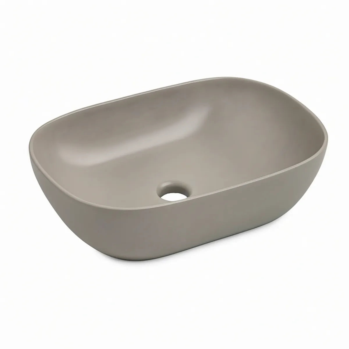 Aufsatzwaschbecken aus Sanitärkeramik, abgerundet rechteckig, Taupe, 60 × 40 × 13 cm