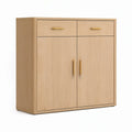 Sideboard aus massiver Eiche, Natur, mit 2 Türen und 2 Schubladen, 100 x 45 x 100 cm