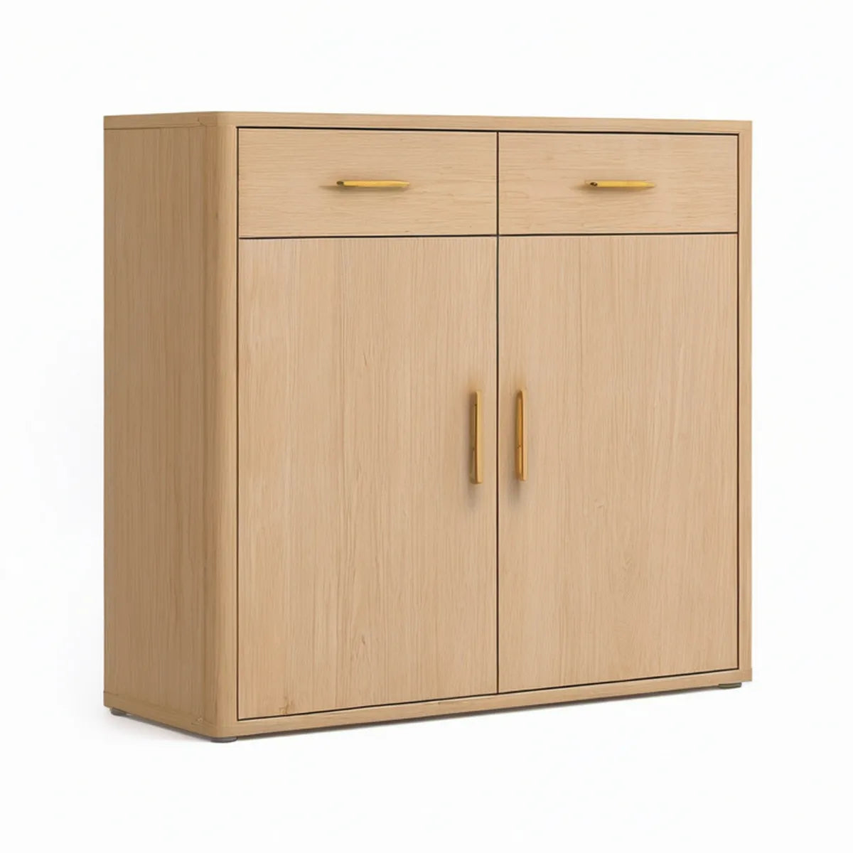 Sideboard aus massiver Eiche, Natur, mit 2 Türen und 2 Schubladen, 100 x 45 x 100 cm