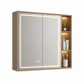 LED-Spiegelschrank 80 x 70 x 15 cm aus MDF und Glas in Eichenoptik/Silber
