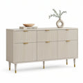 Modernes Möbelstück 160 x 40 x 85 cm aus MDF in Cremeweiss mit 4 geriffelten Türen